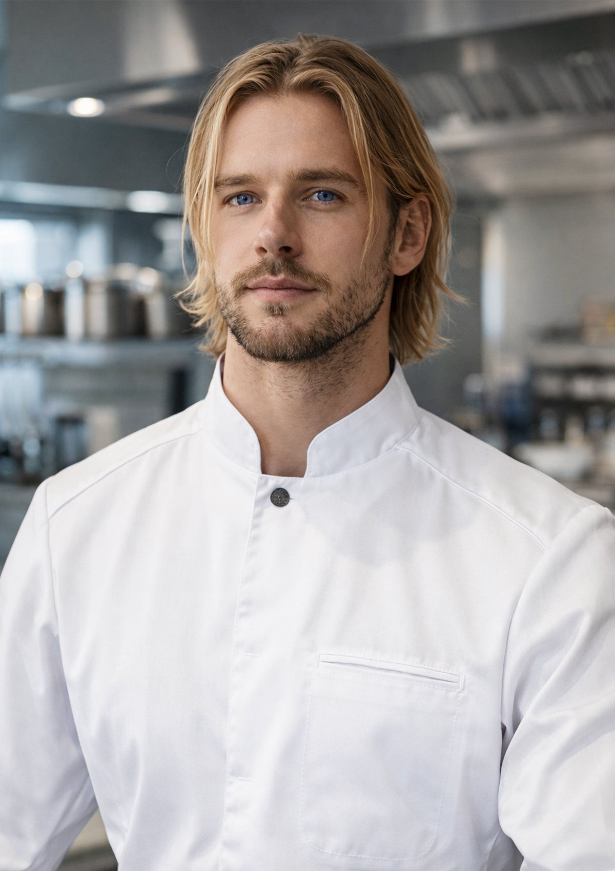 Herren Kochhemd Slim-Fit Langarm Feinqualität