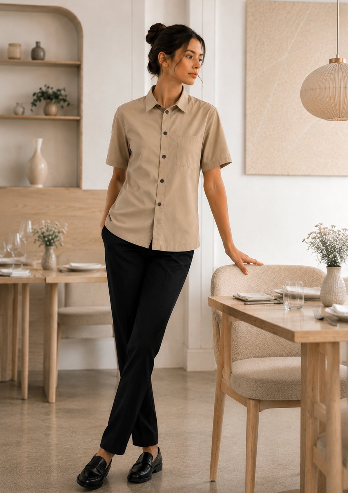 Chemise à Manches Courtes avec Coupe Décontractée Unisexe