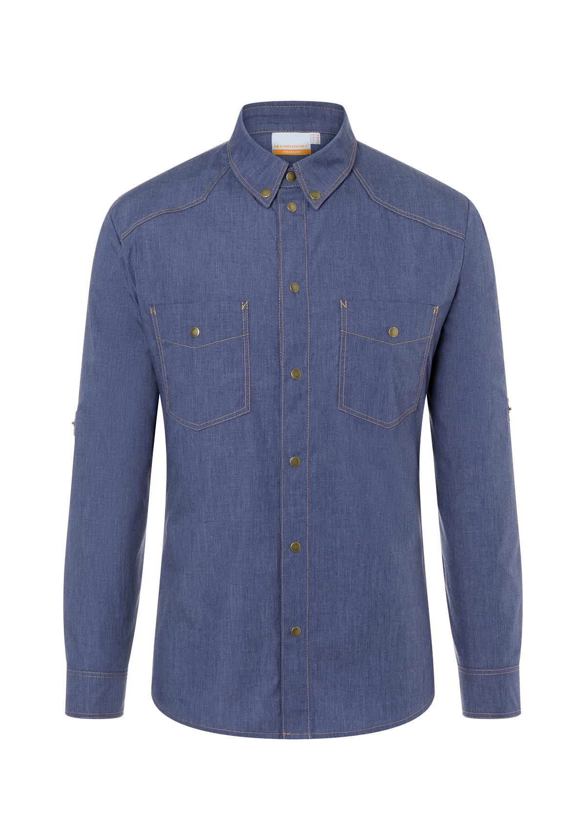 Camicia da Chef Uomo Jeans-Style Button-Down Maniche Lunghe
