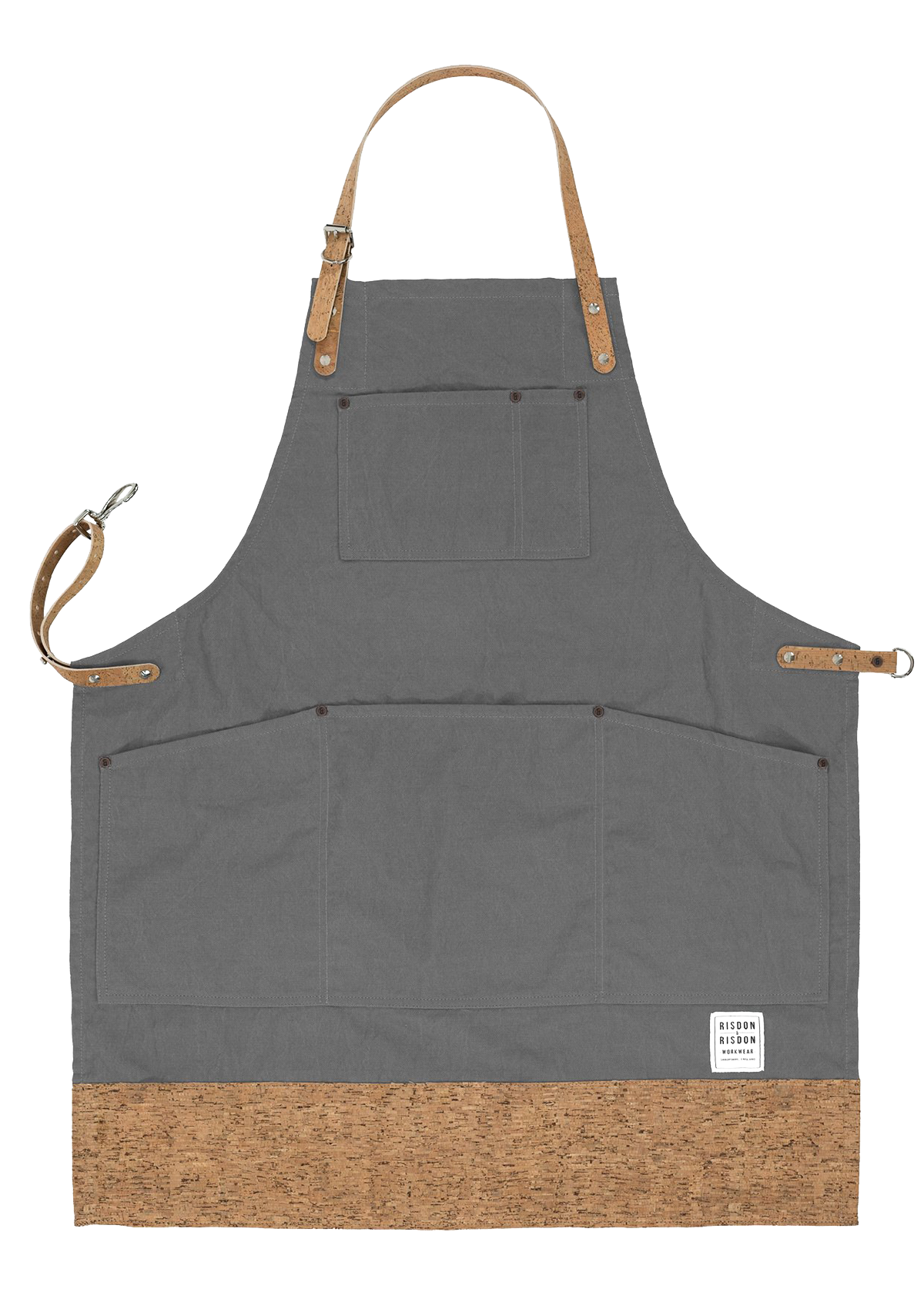 Handgefertigte Original Latzschürze mit Korkträgern & Besatz Unisex | Risdon & Risdon