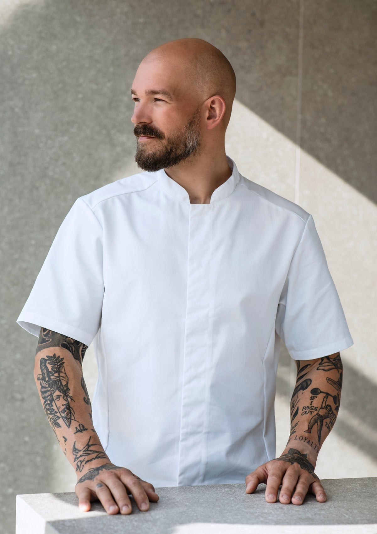 Chemise de Chef Slim Homme Manches Courtes
