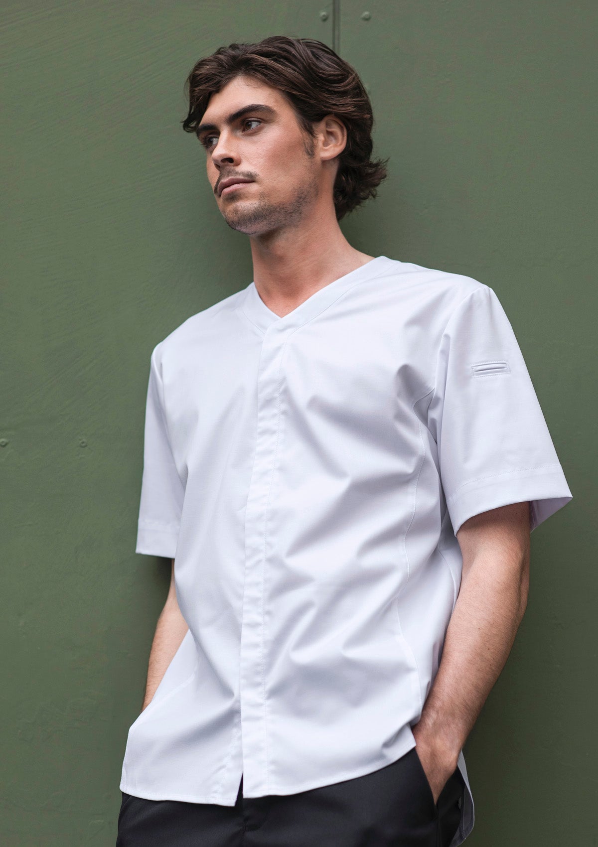 Veste de Chef à Col V Stretch Unisexe