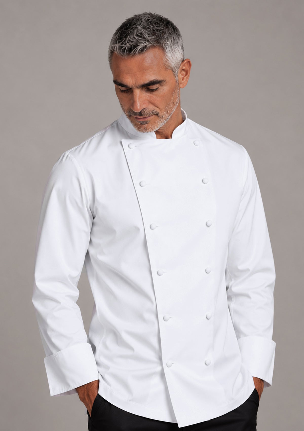Veste de Chef Homme Coupe Française à Manches Longues