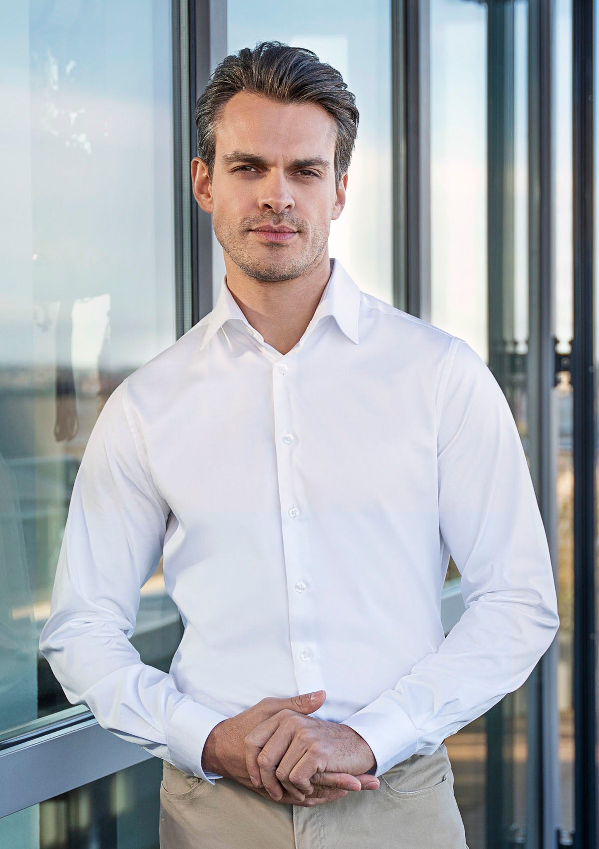 Herren Servicehemd Active-Stretch Langarm Modern-Fit