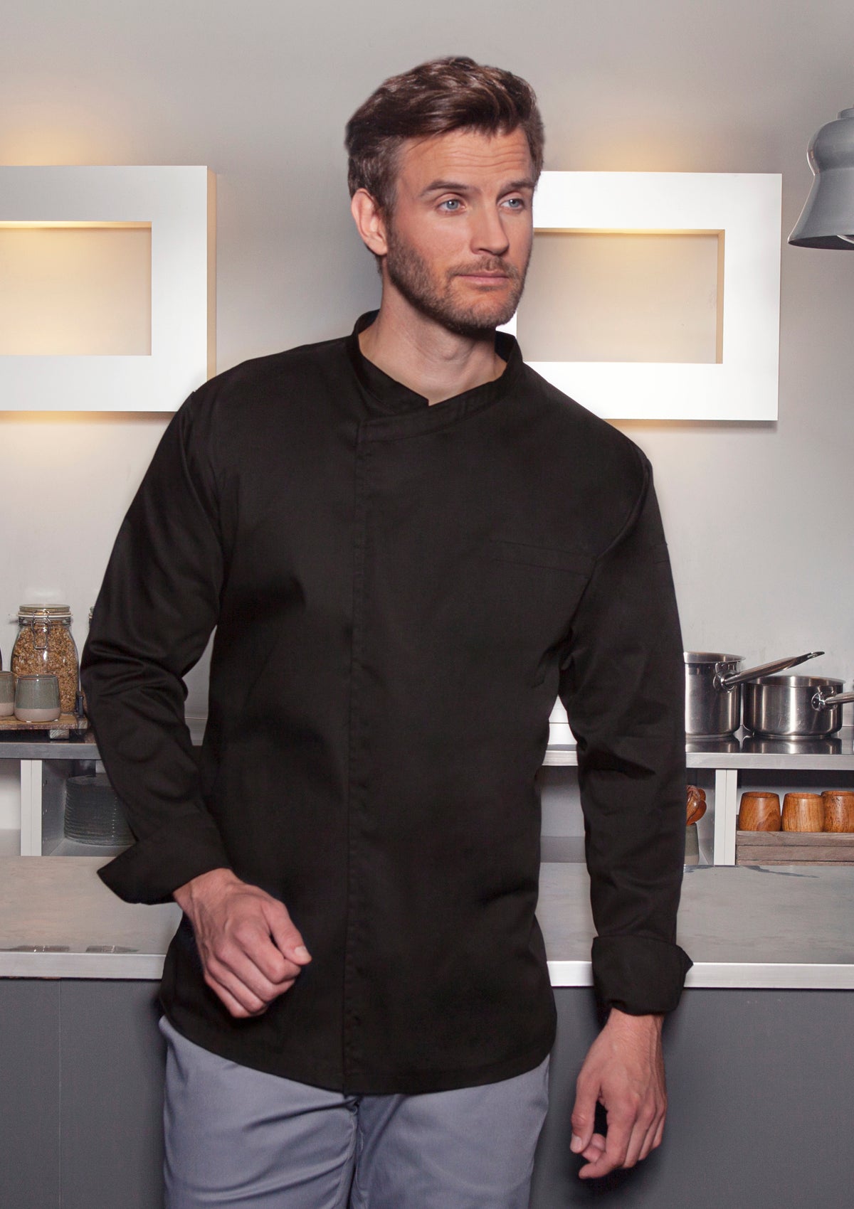 Chemise de Chef Homme Enfilable Manches Longues