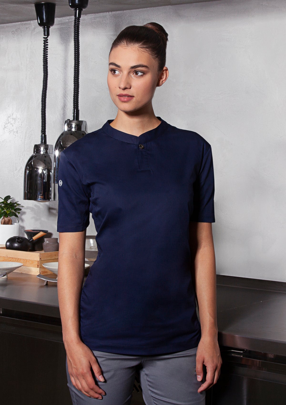 Damen Kochhemd Performance Slim-Fit Kurzarm
