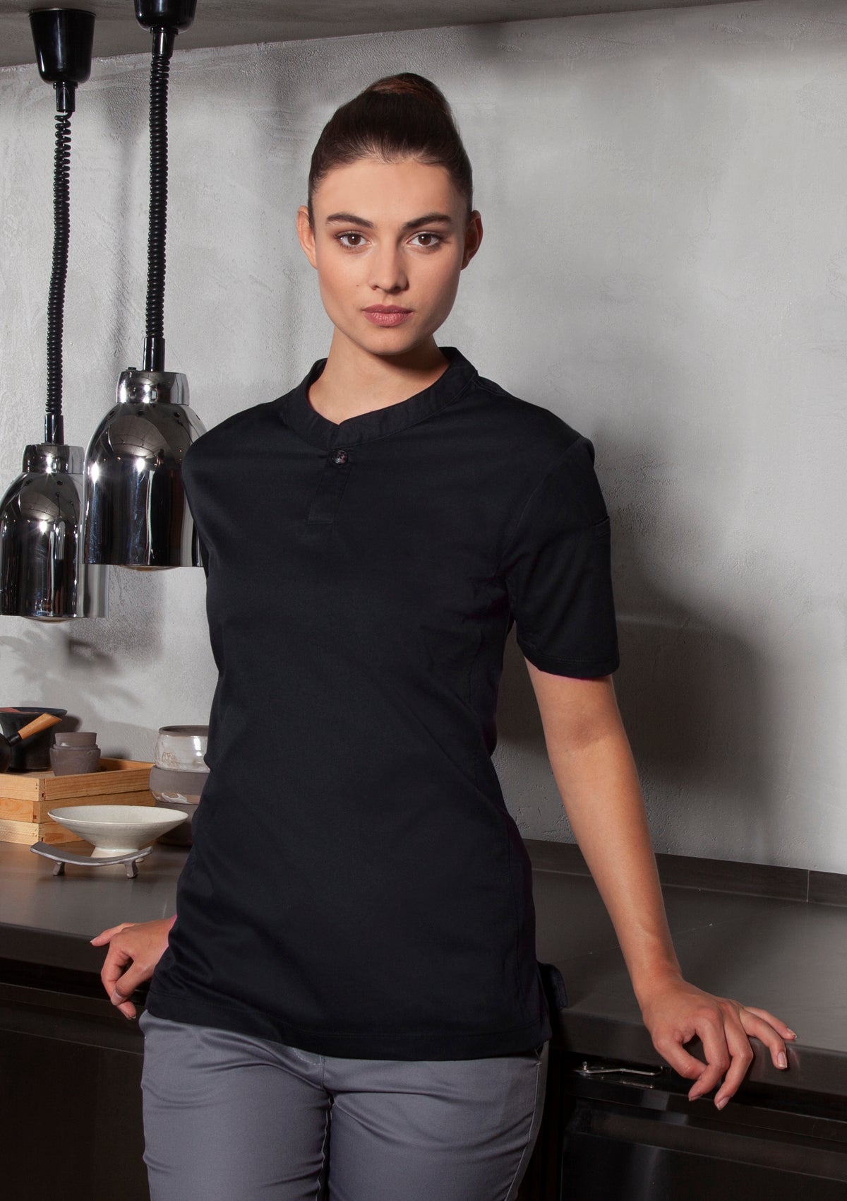 Damen Kochhemd Performance Slim-Fit Kurzarm