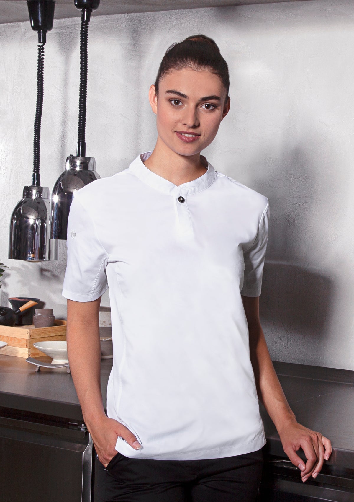 Damen Kochhemd Performance Slim-Fit Kurzarm