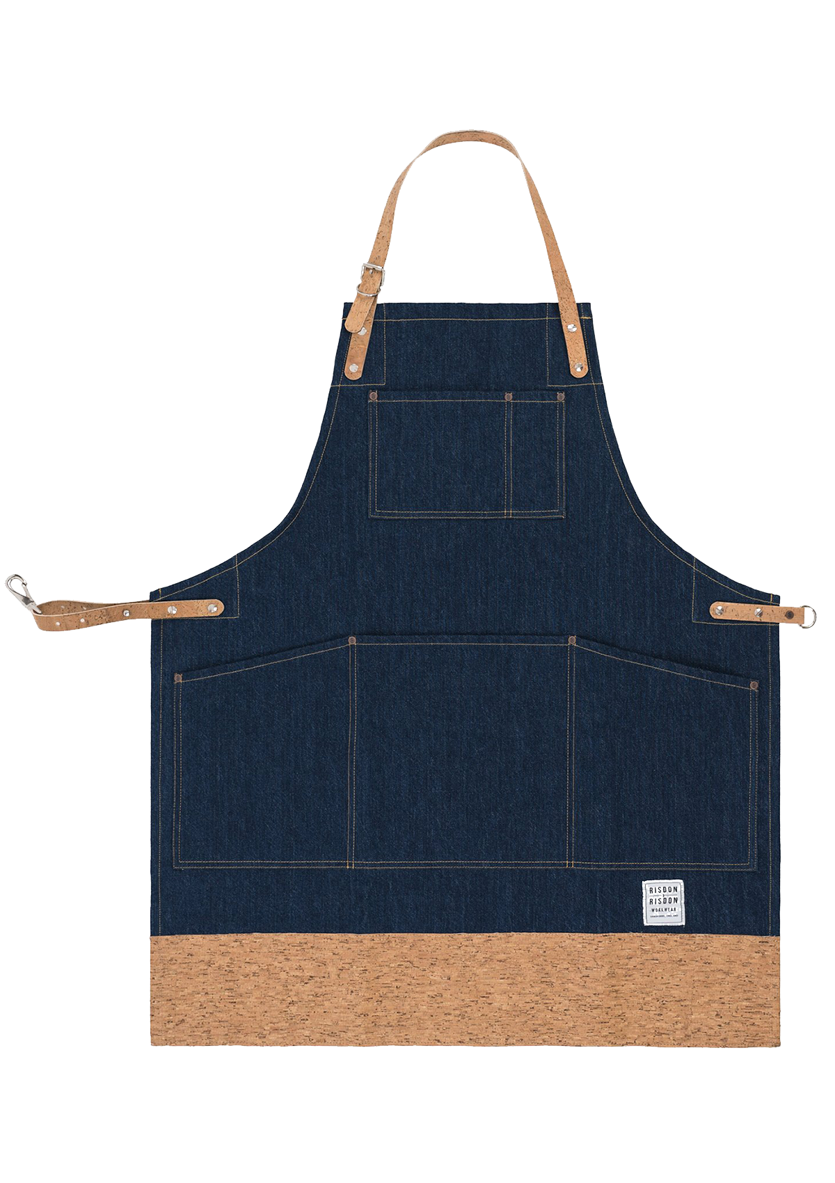 Handgefertigte Original Latzschürze mit Korkträgern & Besatz Unisex | Risdon & Risdon