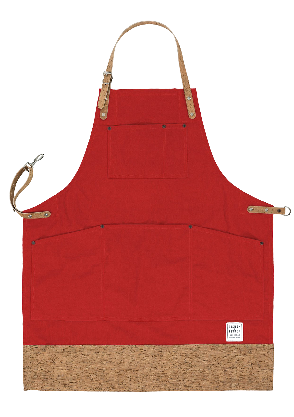 Handgefertigte Original Latzschürze mit Korkträgern & Besatz Unisex | Risdon & Risdon