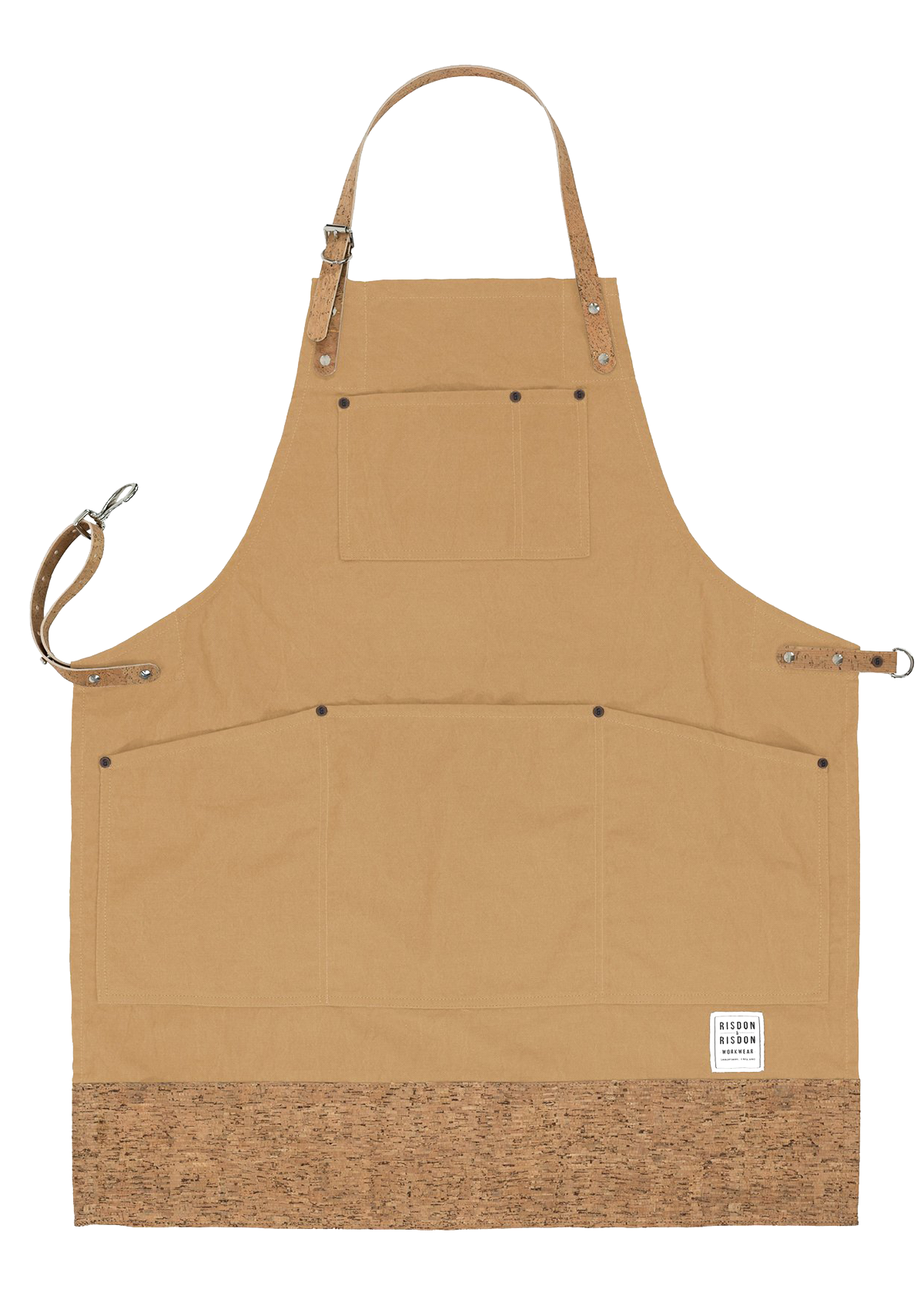 Handgefertigte Original Latzschürze mit Korkträgern & Besatz Unisex | Risdon & Risdon